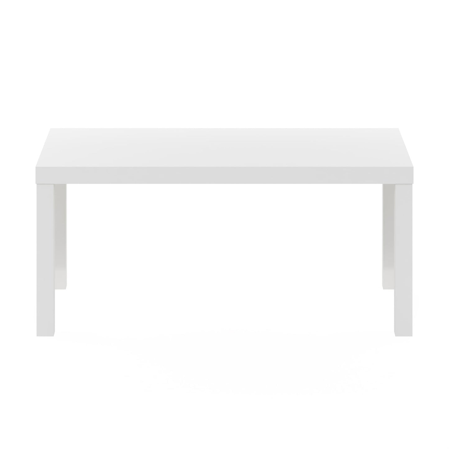 Modern Rectangle Coffee Table with 1.8 Inch Thick Tabletop, Classic Side Table for Living Room or Office, White