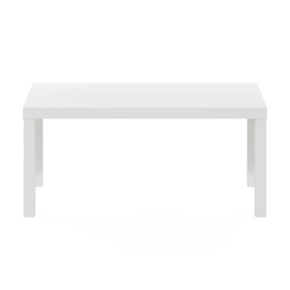 Modern Rectangle Coffee Table with 1.8 Inch Thick Tabletop, Classic Side Table for Living Room or Office, White