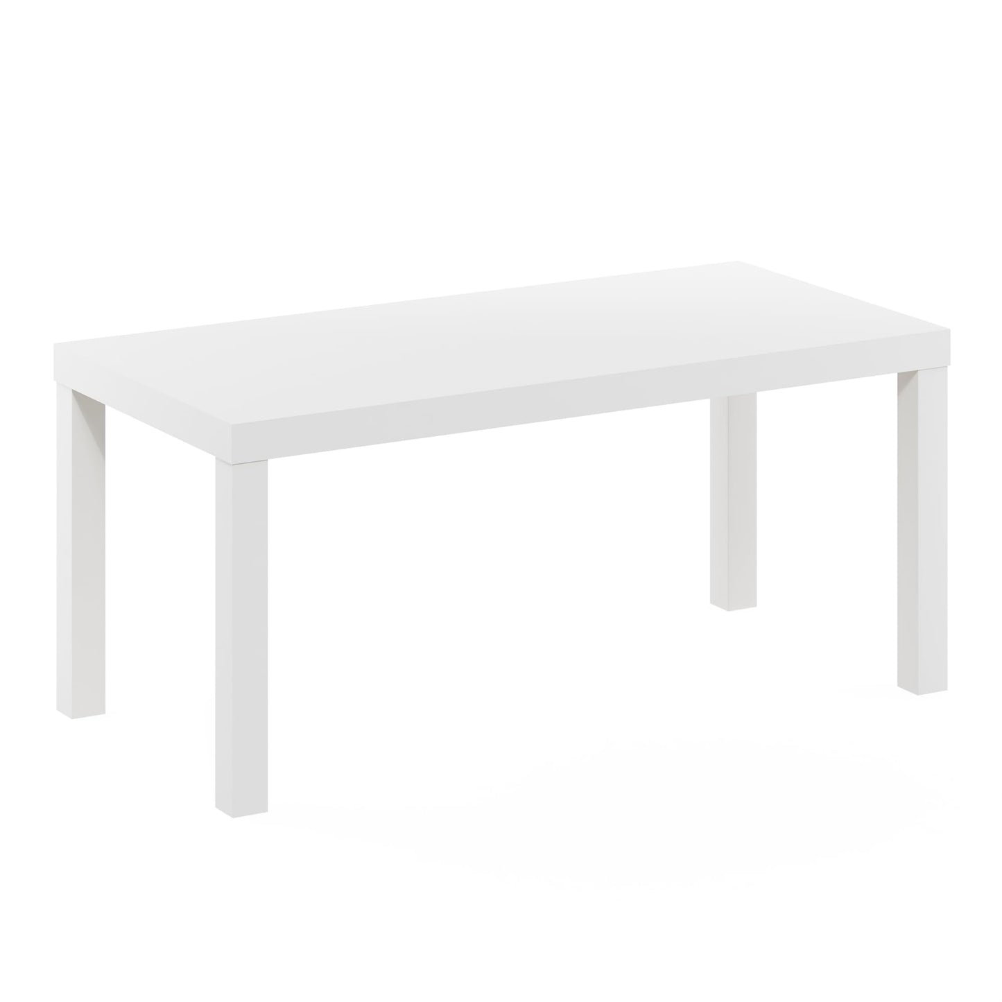 Modern Rectangle Coffee Table with 1.8 Inch Thick Tabletop, Classic Side Table for Living Room or Office, White