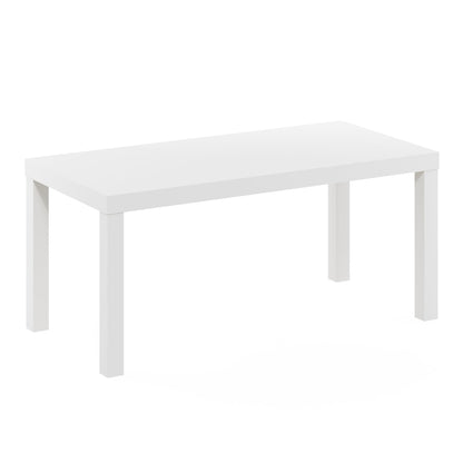 Modern Rectangle Coffee Table with 1.8 Inch Thick Tabletop, Classic Side Table for Living Room or Office, White