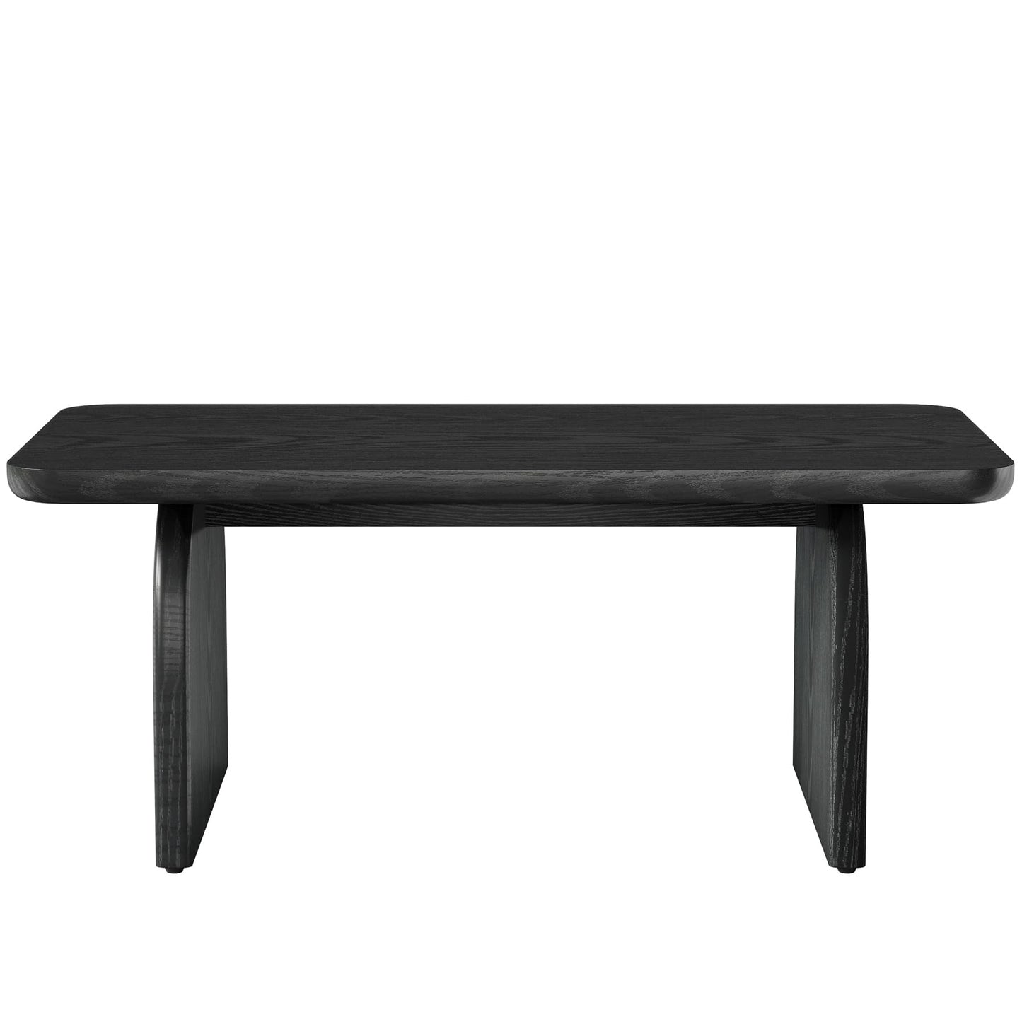 Rectangle Wood Coffee Table, 47-Inch Farmhouse Accent Center Table with Sturdy Base and Rounded Corners, Black