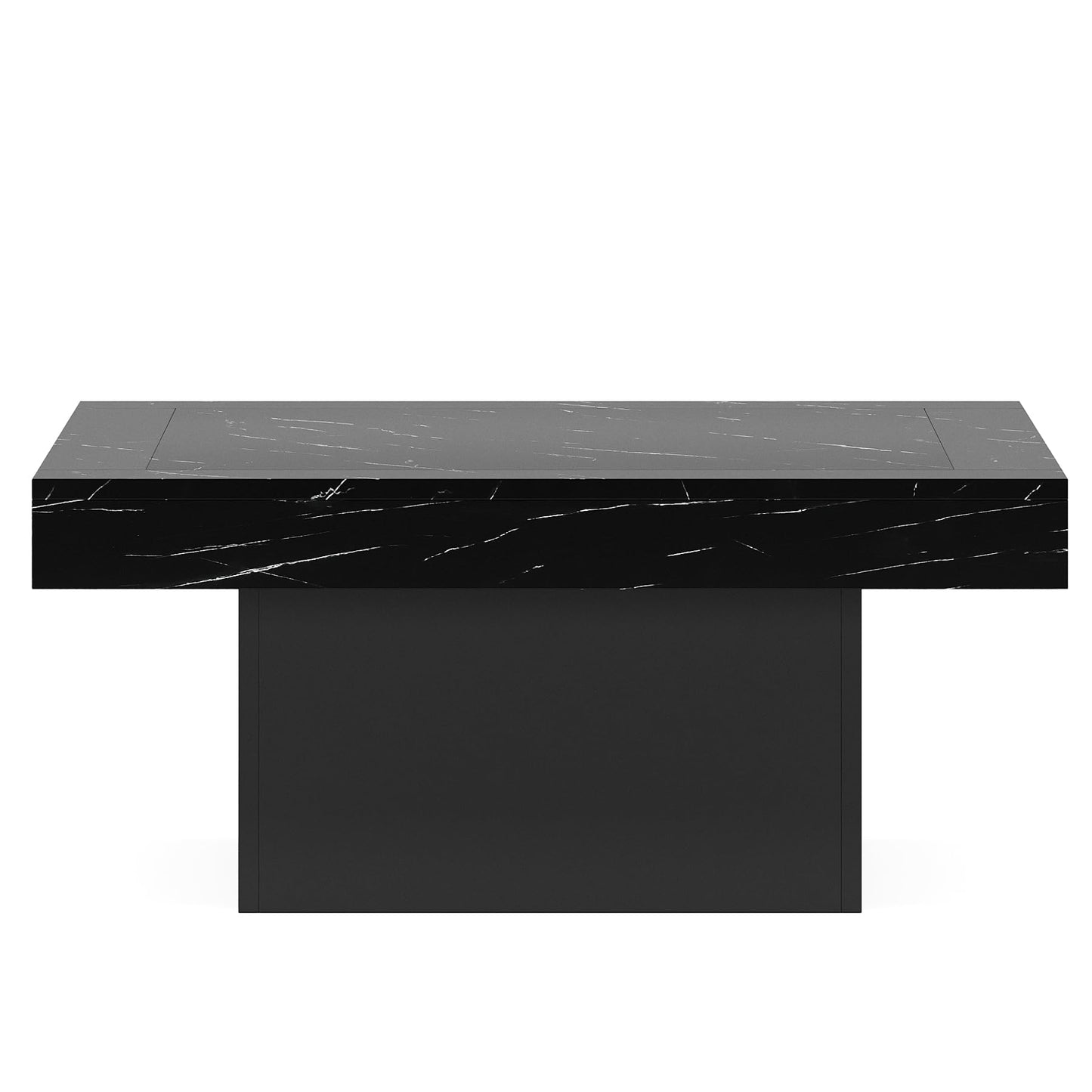 Tribesigns Square LED Coffee Table – Faux Black Marble & Black Engineered Wood Low Center Table for Living Room