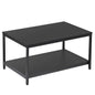 SUPER DEAL 2-Tier Industrial Coffee Table with Storage Shelf – Black Rectangle Wood and Metal Center Table for Small Apartments, Living Room, or as a TV Stand/Side End Table