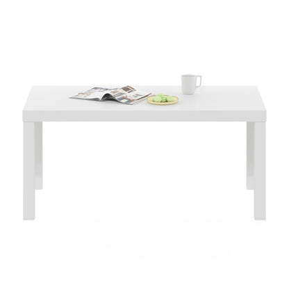 Modern Rectangle Coffee Table with 1.8 Inch Thick Tabletop, Classic Side Table for Living Room or Office, White