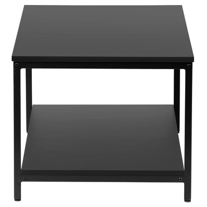 SUPER DEAL 2-Tier Industrial Coffee Table with Storage Shelf – Black Rectangle Wood and Metal Center Table for Small Apartments, Living Room, or as a TV Stand/Side End Table