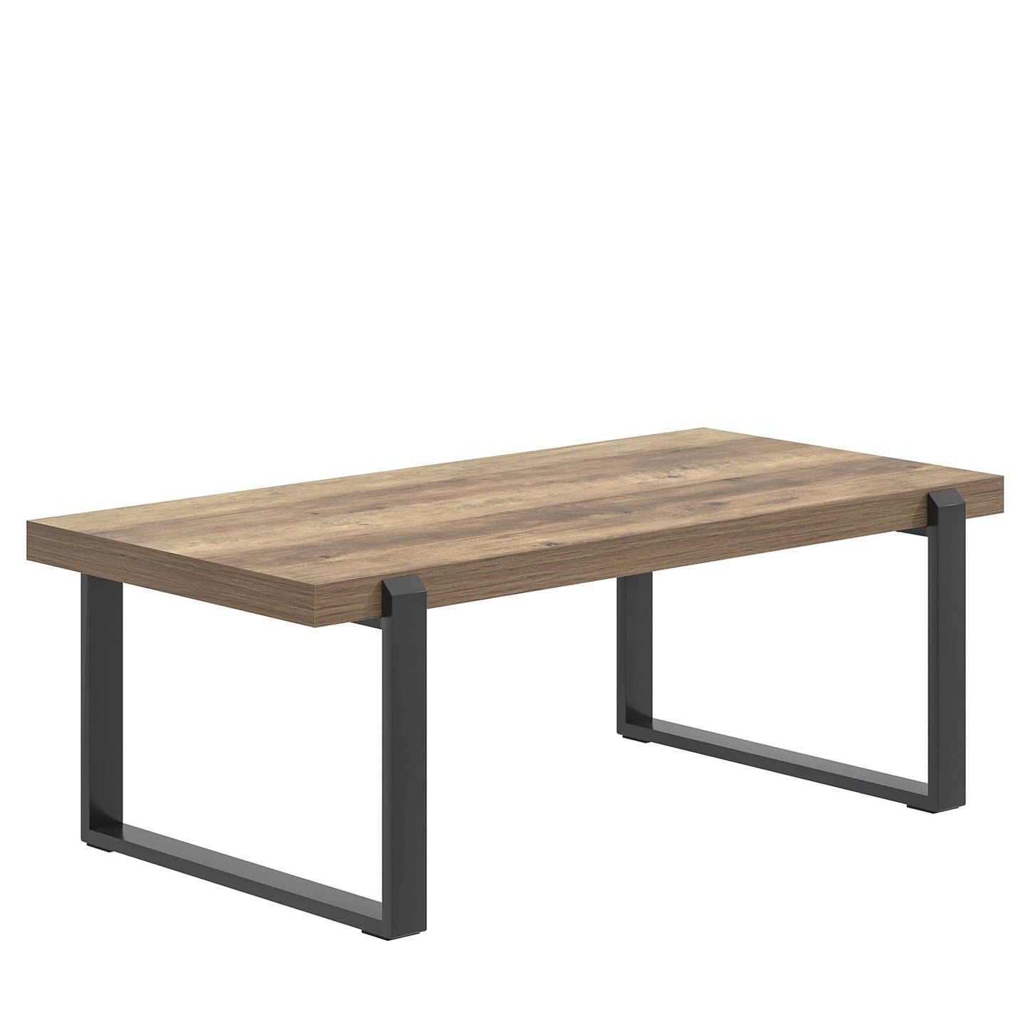 FOLUBAN 47" Rustic Coffee Table – Modern Industrial Wood and Metal Center Table for Living Room, Oak