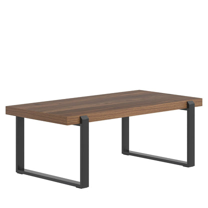 FOLUBAN 47" Modern Coffee Table – Rustic Walnut Wood and Metal Industrial Rectangle Center Table for Living Room