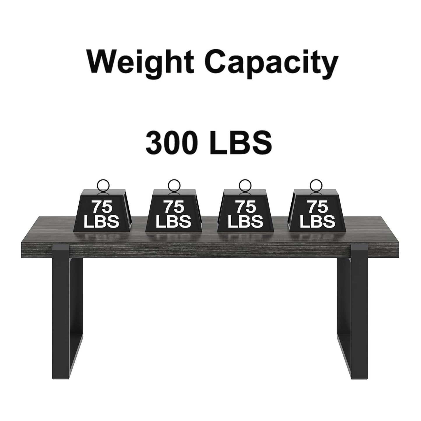 FOLUBAN 47" Industrial Coffee Table – Rustic Dark Gray Wood and Metal Rectangle Center Table for Living Room