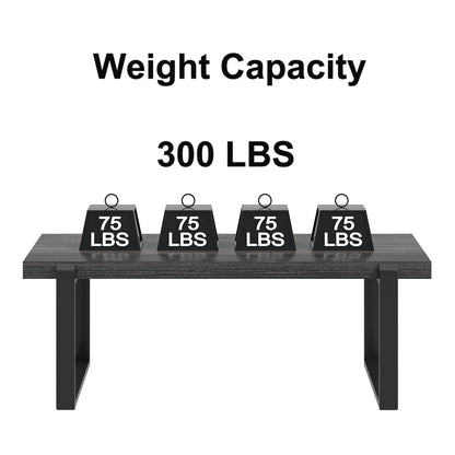 FOLUBAN 47" Industrial Coffee Table – Rustic Dark Gray Wood and Metal Rectangle Center Table for Living Room