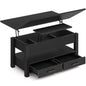 Rolanstar Lift Top Coffee Table – Multi-Function Convertible Table with Drawers & Hidden Compartment, Converts to Dining Table for Living Room or Home Office, Black