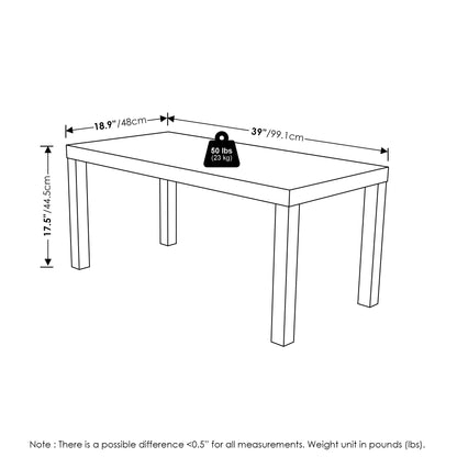 Modern Rectangle Coffee Table with 1.8 Inch Thick Tabletop, Classic Side Table for Living Room or Office, White
