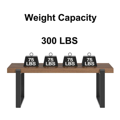 FOLUBAN 47" Modern Coffee Table – Rustic Walnut Wood and Metal Industrial Rectangle Center Table for Living Room