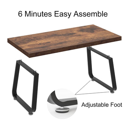 HSH 47" Rustic Brown Wooden Coffee Table – Industrial Rectangle Center Table, Modern Minimalist Farmhouse Wood and Metal Coffee Table for Living Room, Bedroom, or Home Office