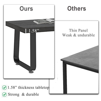 HSH 39" Industrial Grey Coffee Table – Rustic Wood and Metal Rectangle Center Table, Modern Minimalist Farmhouse Coffee Table for Living Room, Bedroom, or Kitchen, Dark Gray Oak