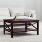 Espresso Wood Coffee Table with Thick Legs and Storage, 40 Inch Living Room Table