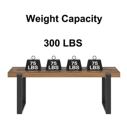 FOLUBAN 47" Modern Coffee Table – Rustic Brown Wood and Metal Industrial Rectangle Center Table for Living Room