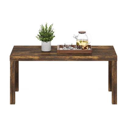 Modern Rectangle Coffee Table with 1.8 Inch Thick Tabletop, Classic Side Table for Living Room or Office, Amber Pine