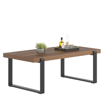 FOLUBAN 47" Modern Coffee Table – Rustic Walnut Wood and Metal Industrial Rectangle Center Table for Living Room