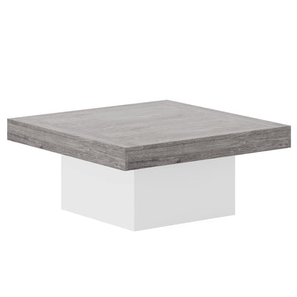 Tribesigns Square LED Coffee Table – Grey & White Engineered Wood Low Center Table for Living Room