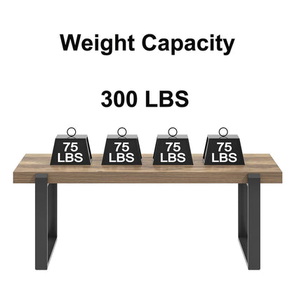 FOLUBAN 47" Rustic Coffee Table – Modern Industrial Wood and Metal Center Table for Living Room, Oak