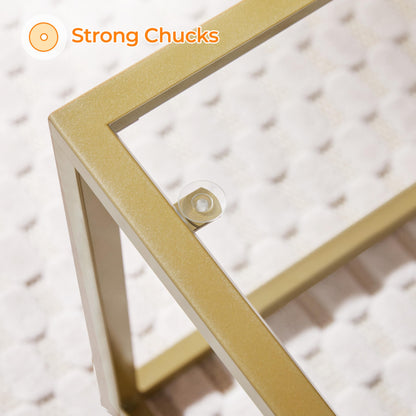 42" Rectangular Glass Coffee Table with Gold Metal Frame, 2-Tier Center Table for Living Room, Office, or Small Spaces