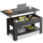 39" Lift Top Coffee Table with Hidden Compartment and Storage Shelf for Living Room or Office, Black