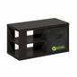 Modern Coffee Table with Open Shelves and Storage Bin, Stylish Side Table for Living Room, Dark Oak/Black