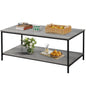2-Tier Coffee Table with Storage Shelf, Grey Oak Wood and Metal Frame Rectangle Table for Living Room, 39.3"x20"x16"