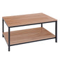 SUPER DEAL 2-Tier Industrial Coffee Table with Storage Shelf – Natural Oak Rectangle Wood and Metal Center Table for Small Apartments, Living Room, or as a TV Stand/Side End Table