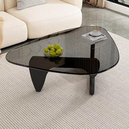 Mid Century Modern Glass Coffee Table, Small Coffee Table for Living Room Bedroom Office, Black/Grey Medium