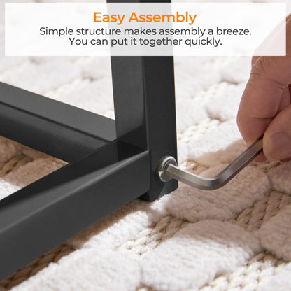 Yaheetech Coffee Table, Tempered Glass Coffee Table, Modern Simple Center Tables w/Geometric-Inspired Design & Metal-Frame & Easy Assembly & Open Storage Shelf for Living Room, Office, Black