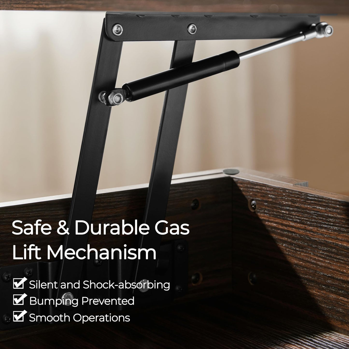 Yaheetech 47.5" Lift Top Coffee Table with Hidden Compartment & Storage Shelf – Rising Tabletop Convertible Dining Table for Living Room or Reception, Espresso