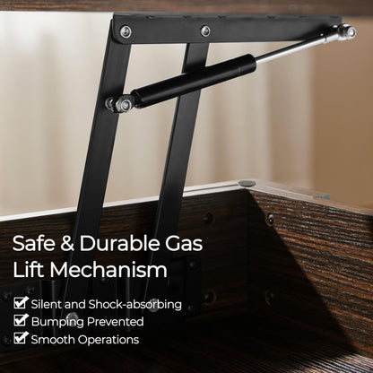 Yaheetech 47.5" Lift Top Coffee Table with Hidden Compartment & Storage Shelf – Rising Tabletop Convertible Dining Table for Living Room or Reception, Espresso