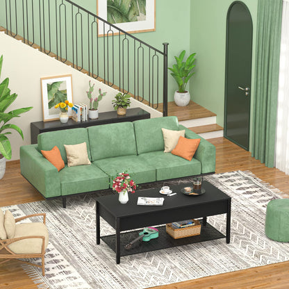 Lift Top Coffee Table with Storage Shelf and Hidden Compartment, Modern Wood and Metal Table for Living Room, Black