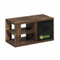 Modern Coffee Table with Open Shelves and Storage Bin, Stylish Side Table for Living Room, Amber Pine/Black