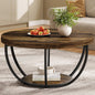 Tribesigns 31.7" Round Coffee Table, Modern 2-Tier Wooden Circle Coffee Table with Storage Shelves, Rustic Brown Accent Cocktail Center Table for Living Room
