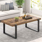 FOLUBAN 47" Modern Coffee Table – Rustic Brown Wood and Metal Industrial Rectangle Center Table for Living Room