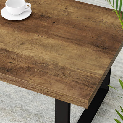 IBF 47" Farmhouse Coffee Table – Modern Industrial Wood and Metal Rectangle Center Table, Simple Rustic Oak Tea Table for Living Room, Bedroom, or Office