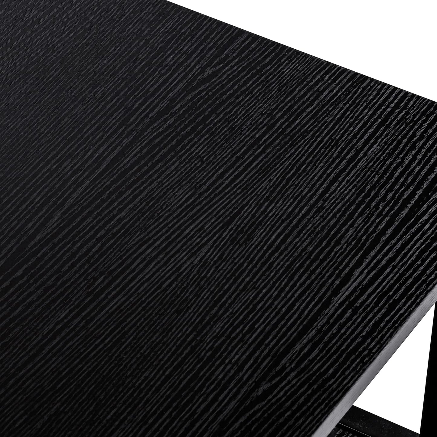 Black Wood Mission Coffee Table with Shelf, 40 Inch Living Room Table