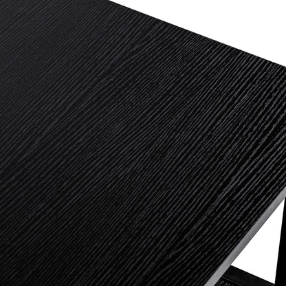 Black Wood Mission Coffee Table with Shelf, 40 Inch Living Room Table