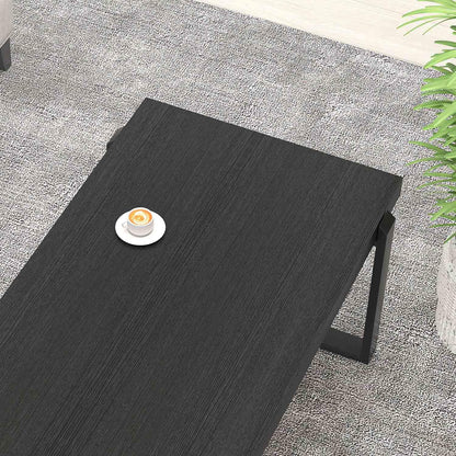 FOLUBAN 47" Black Coffee Table – Modern Industrial Wood and Metal Rectangle Center Table for Living Room