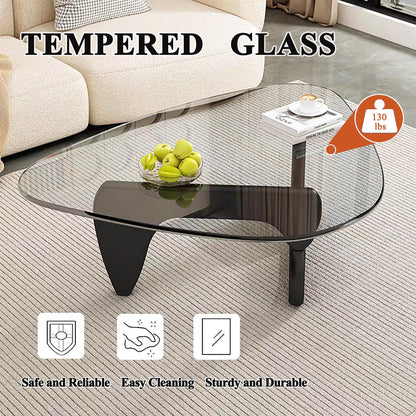 Modern Glass Coffee Table, Mid Century Small Coffee Table for Living Room Bedroom Office, Black/Transparent Medium