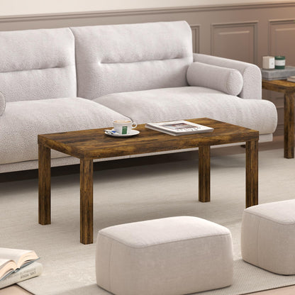 Modern Rectangle Coffee Table with 1.8 Inch Thick Tabletop, Classic Side Table for Living Room or Office, Amber Pine