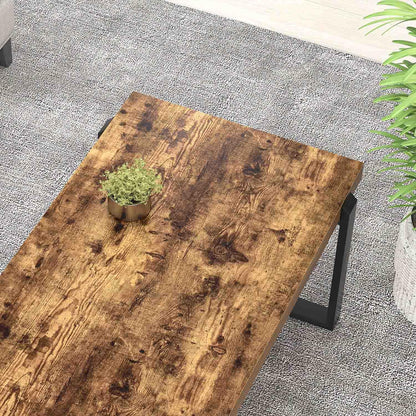 FOLUBAN 47" Modern Coffee Table – Rustic Brown Wood and Metal Industrial Rectangle Center Table for Living Room
