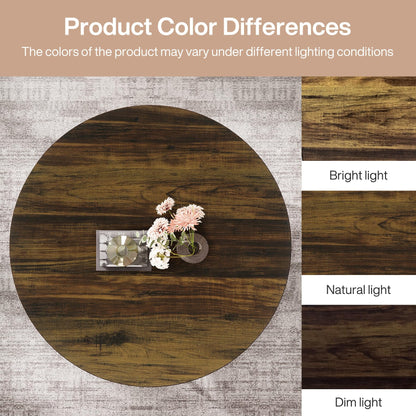 Tribesigns 31.7" Round Coffee Table, Modern 2-Tier Wooden Circle Coffee Table with Storage Shelves, Rustic Brown Accent Cocktail Center Table for Living Room