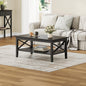 Black Wood Coffee Table with Thick Legs and Storage for Living Room
